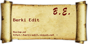 Berki Edit névjegykártya